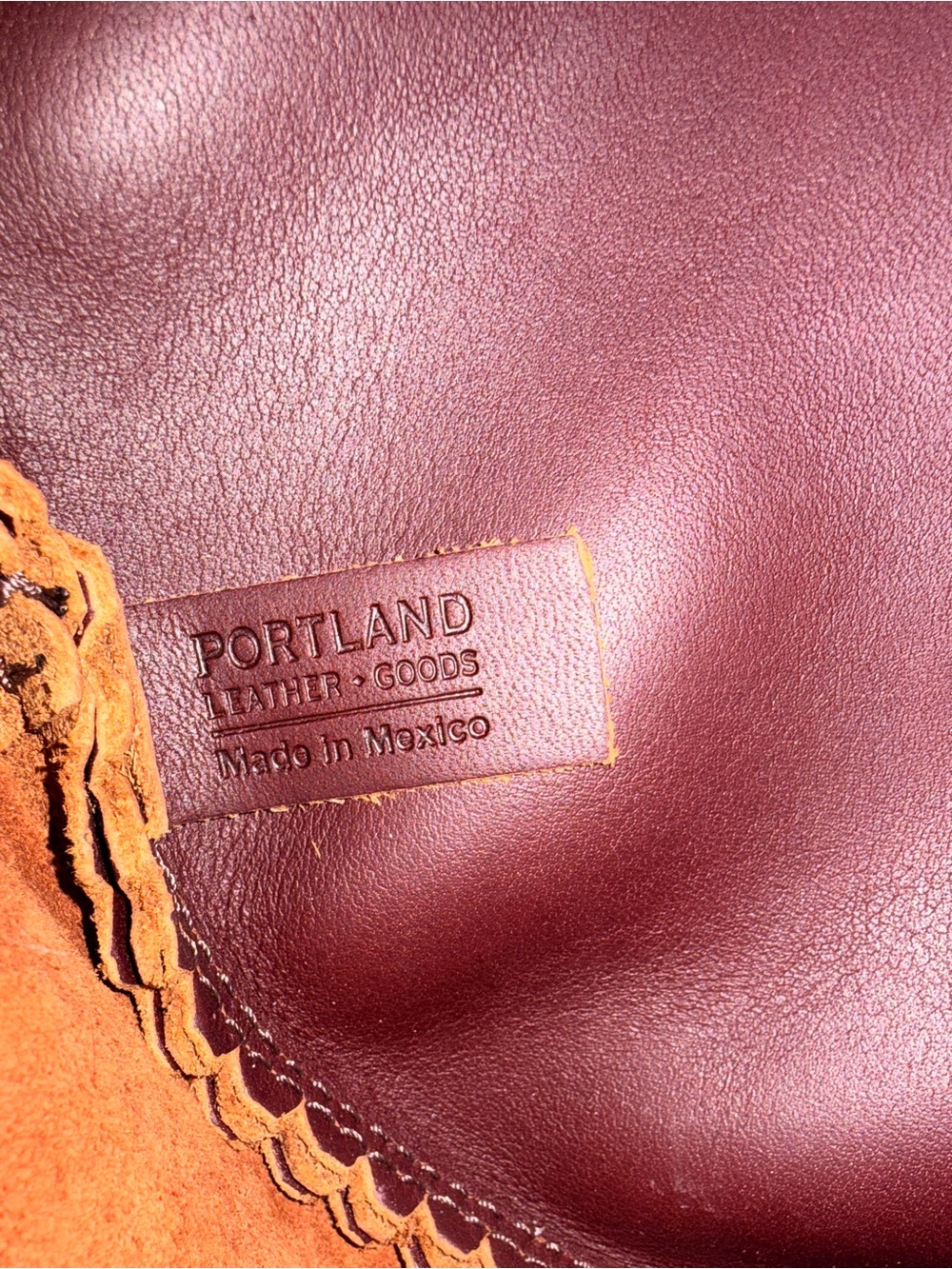 Portland Leather Large Circle Crossbody Bag - Cognac - Picture 10 of 12
